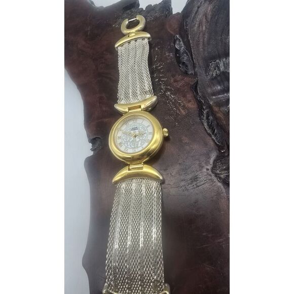 ANNE KLEIN II WOMEN'S Two Tone Mesh BAND WATCH New Battery ~ Vintage - Picture 4 of 14